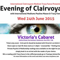 Evening of Clairvoyance with Pauline Mason & Tracy Fance at Victoria's Cabaret Club